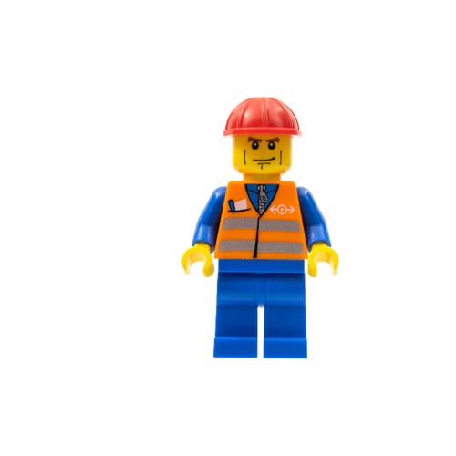 Конструктор LEGO Railway Worker - Male, Brown Eyebrows and Cheek Lines 1 деталей (trn231-used)