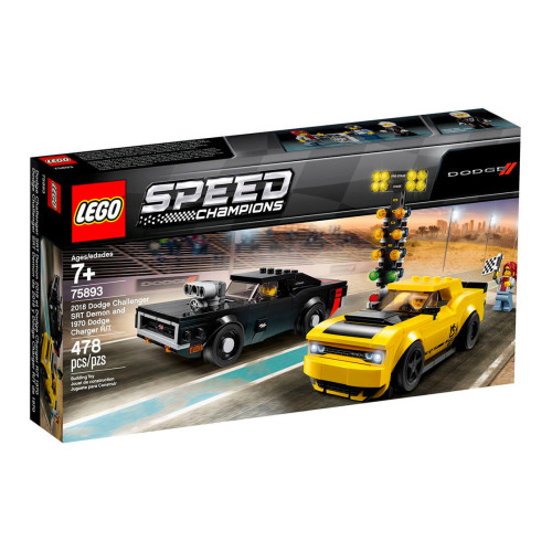 Конструктор LEGO Автомобілі 2018 Dodge Challenger SRT Demon та 1970 Dodge Charger 478 деталей (75893)